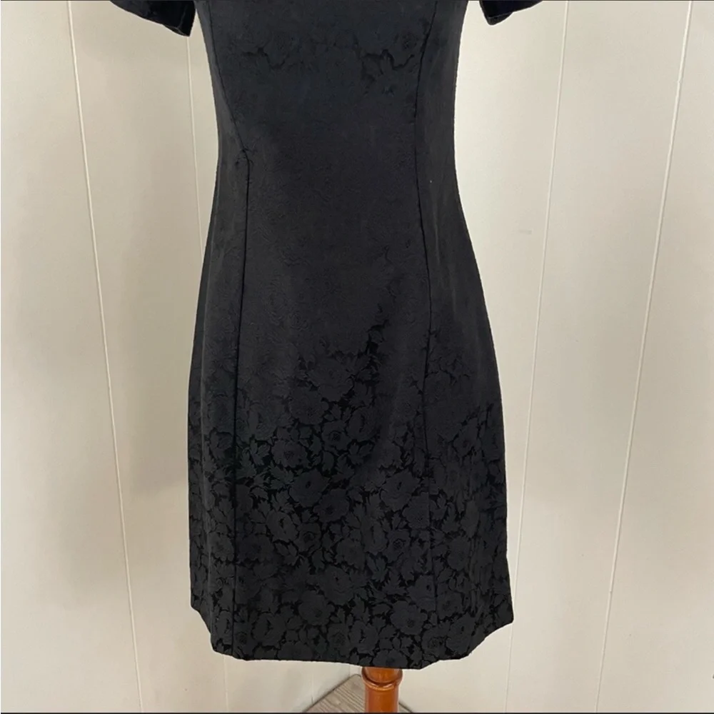 Vintage 80s 90s Lace Jacquard Dress Women’s S Mini Sheath Off Shoulder Cocktail‎ - Picture 3 of 8